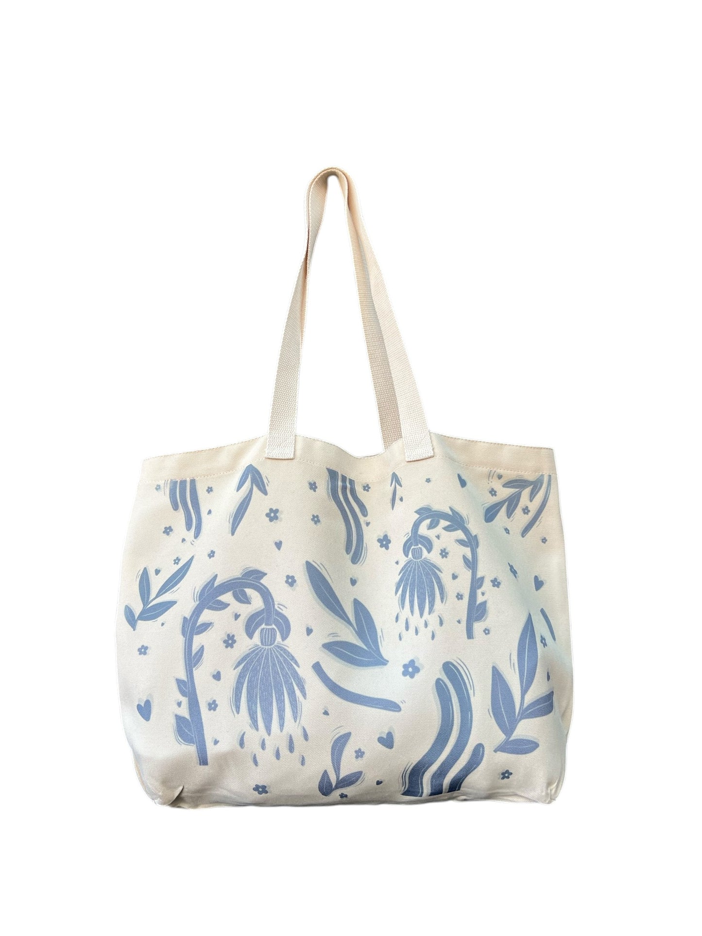 Large Canvas Tote Bag - Blue leaf