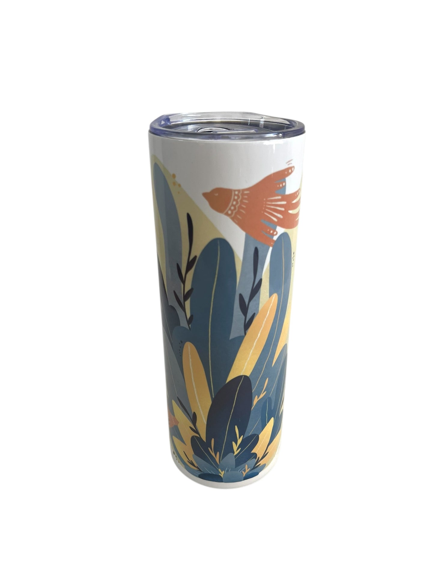 Stainless steel tumbler - Blue Foliage & Bird
