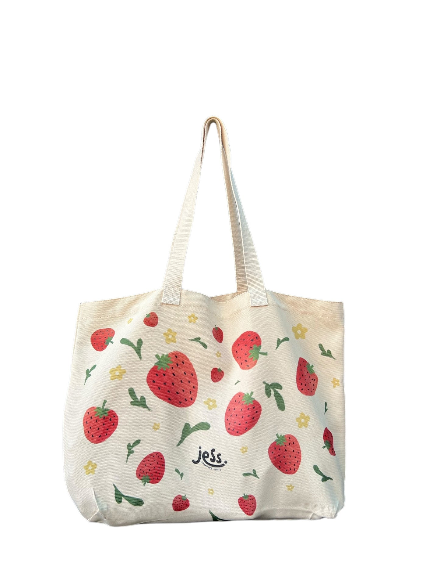 Large Canvas Tote Bag - Strawberries