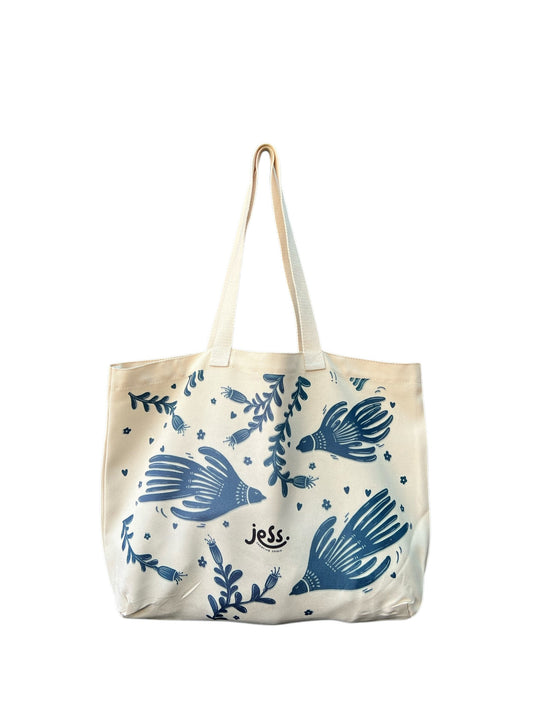 Large Canvas Tote Bag - Wildflower Bloom