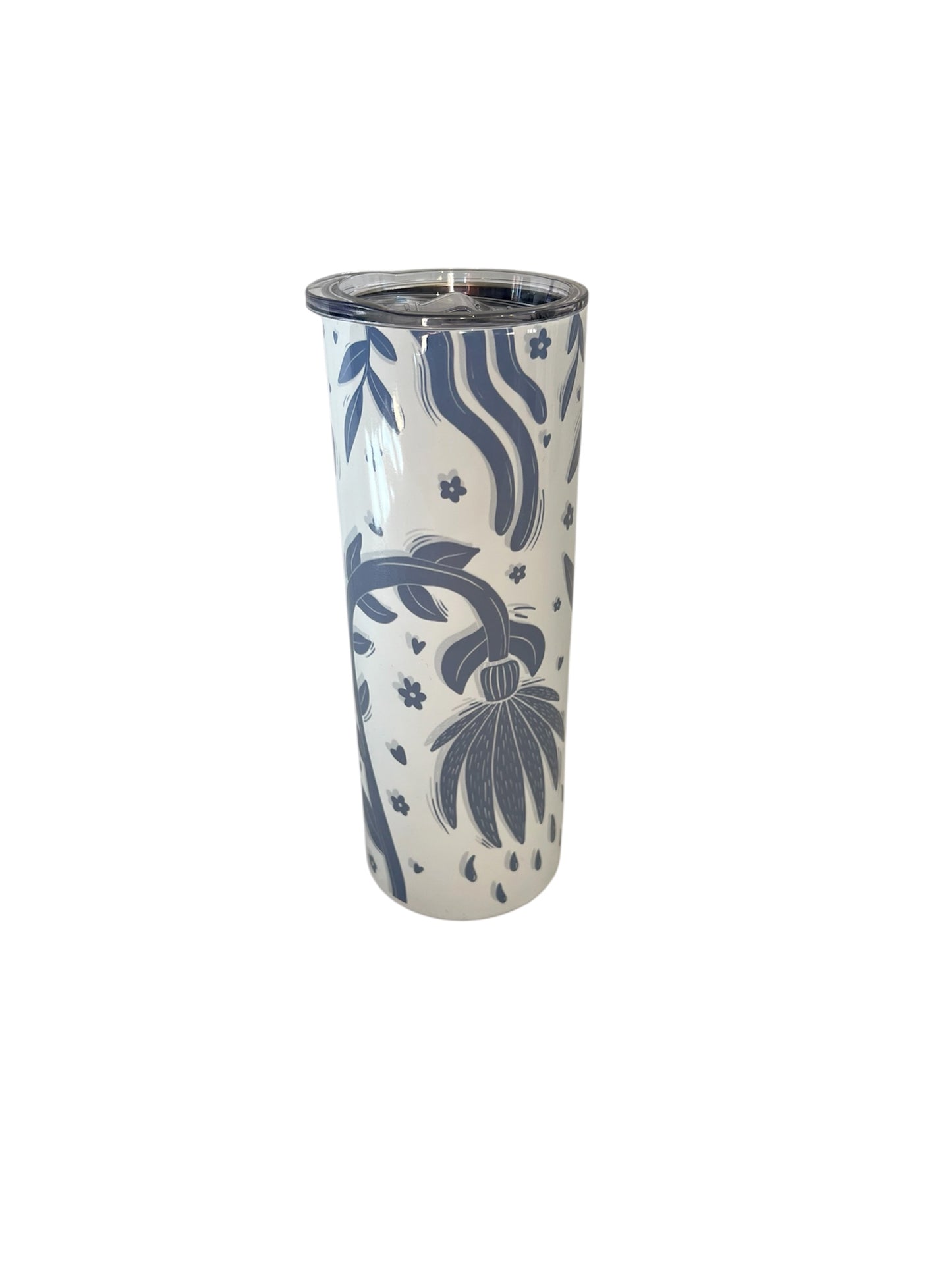 Stainless Steel Tumbler - Blue leaf