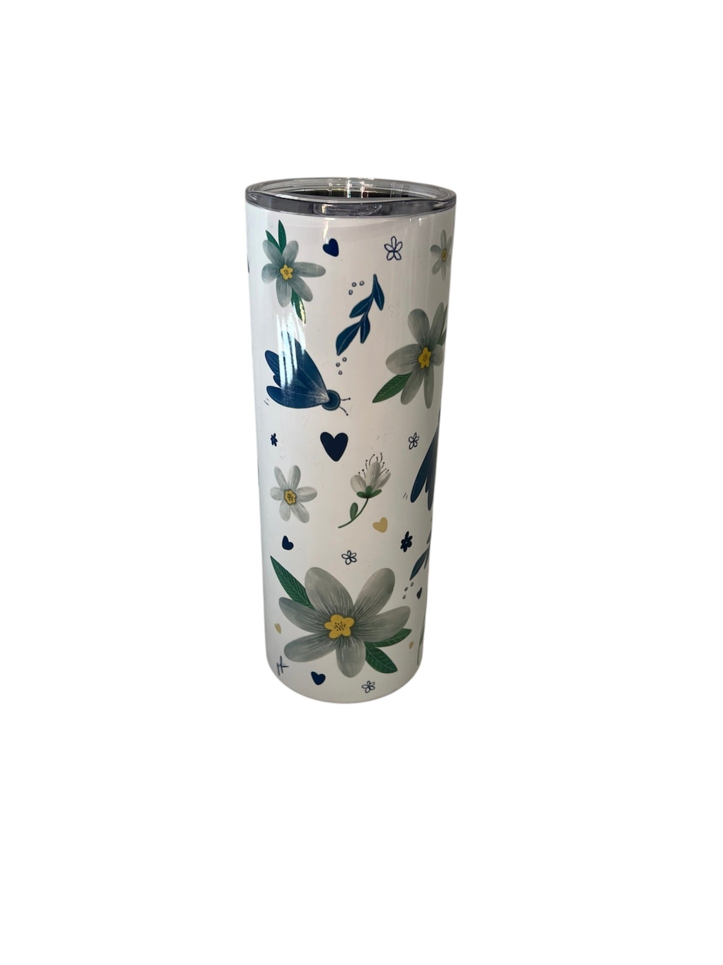 Stainless Steel Tumbler - The Blue Fly & Wildflowers